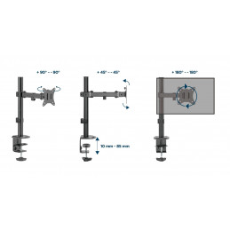 Gembird MA-D1-03 Desk mounted single monitor arm 17”-32” Black