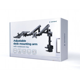 Gembird MA-DA3-02 Desk mounted adjustable monitor arm with notebook tray (full-motion) 17"-32" Black