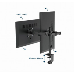 Gembird MA-D2-03 Adjustable desk mounted double monitor arm 17”-32” Black
