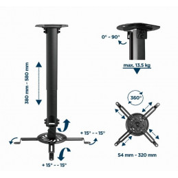 Gembird CM-B-01 Adjustable ceiling mount for projector/beamer Black