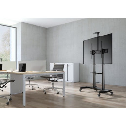 Gembird TVS-100T-02 Height adjustable TV floor stand with caster wheels 60"-100" Black