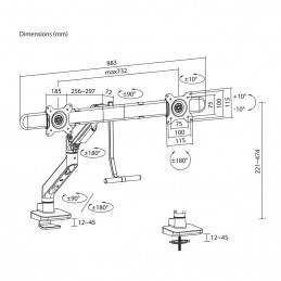 ACT AC8344 Dual Monitor Arm Office Premium with Gas Spring Crossbar