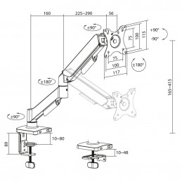 ACT AC8313 Gas Spring Single Monitor Arm 17"-35" Black