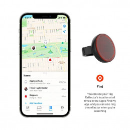 FIXED intelligens helymeghatározó reflektor Apple Find My applikációhoz, vezeték nélküli töltés, fekete