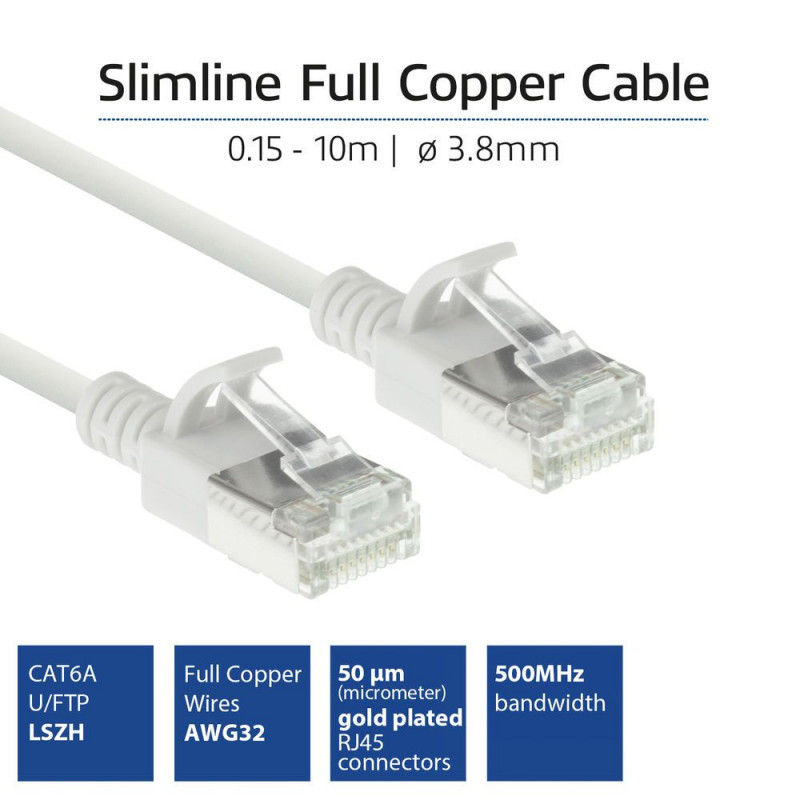 ACT CAT6A U-FTP Patch Cable 0,15m White