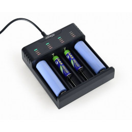 Gembird BC-USB-02 Ni-MH + Li-ion Fast Battery Charger Black