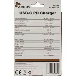 Inter-Tech Argus PD-2100 USB-C 100W PD Charger Black