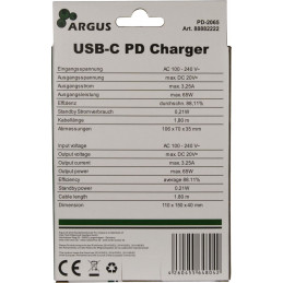 Inter-Tech Argus PD-2065 USB-C 65W PD Charger Black