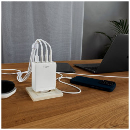 FIXED hálózati töltő 3xUSB-C 1xUSB-A kimenet, GaN technológia,PD 3.0, 100W, fehér