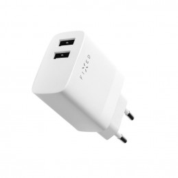 FIXED hálózati töltő, 2*USB-A kimenet, 17W + USB/USB-C kábel, fehér