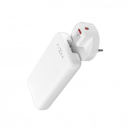 FIXED Slim Traveller 2xUSB-C utazási töltő világadapter GaN 45W, fehér