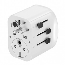 Gembird Grounded universal travel power adapter 15W White