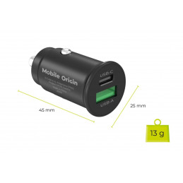 Mobile Origin 30W Super Car Charger CA19 - USB-C, USB-A Black