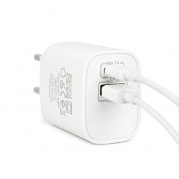Delight USB Type-C + USB A PD20W Fast charger 20W White