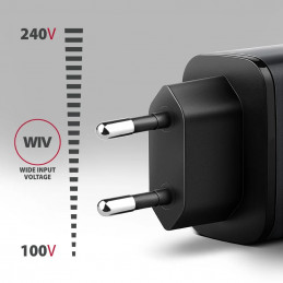 AXAGON ACU-PQ67D PD3.0 & QC4+ 2xOUTPUTS LCD display wall charger 67W Black