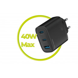 Mobile Origin Mobile Origin GaN 40W Wall Charger MO13, black 1 USB-A + 2 USB-C Black