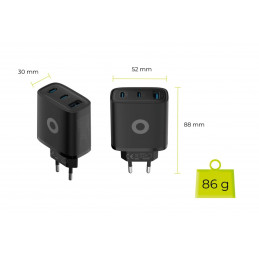 Mobile Origin Mobile Origin GaN 40W Wall Charger MO13, black 1 USB-A + 2 USB-C Black