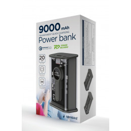 Gembird Transparent QC3.0 Quick Charging 9000mAh Powerbank Black