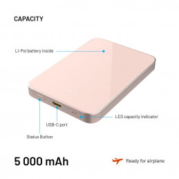 FIXED MagZen 5 Qi2 külső akkumlátor 5000 mAh, rózsaszín