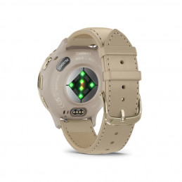 Garmin Venu 3S French Grey-Cream Gold with Leather and Silicone Strap