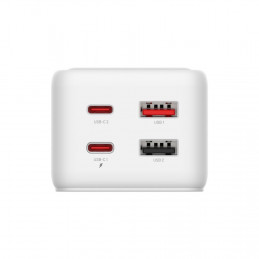 FIXED hálózati USB töltő, GaN III technológia, kimenetetk: 2 * USB-A QC3.0, 2 * USB-C PD3.0 65W , 1*220V, 1.5m kábel, fehér