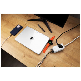FIXED hálózati USB töltő, GaN III technológia, kimenetetk: 2 * USB-A QC3.0, 2 * USB-C PD3.0 65W , 1*220V, 1.5m kábel, fehér