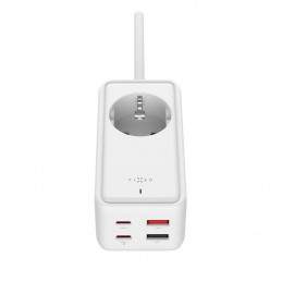 FIXED hálózati USB töltő, GaN III technológia, kimenetetk: 2 * USB-A QC3.0, 2 * USB-C PD3.0 65W , 1*220V, 3m kábel, fehér