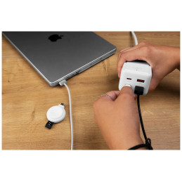 FIXED hálózati USB töltő, GaN III technológia, kimenetetk: 2 * USB-A QC3.0, 2 * USB-C PD3.0 65W , 1*220V, 3m kábel, fehér