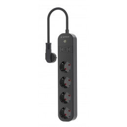 Gembird Smart power strip with USB charger 4 sockets Black