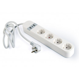 Gembird Smart power strip with USB charger 4 sockets White