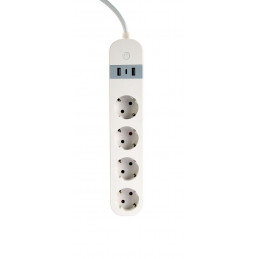 Gembird Smart power strip with USB charger 4 sockets White