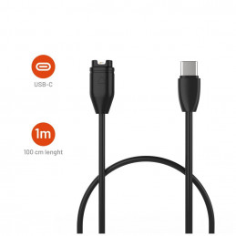 FIXED USB-C töltőkábel Garmin Fenix 5/6/7/7X, Epix, Venu 2/3, Vívoactive 3/4/5 okosórákhoz, fekete