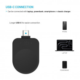 FIXED USB-C töltőadapter Samsung Galaxy Watchhoz, Powerstation Uni készülékkel kompatibilis, fekete