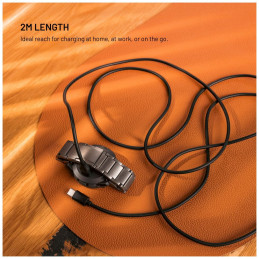 FIXED USB-C csatlakozású okosóra töltőkábel Garmin Forerunner/Fenix/Venu/Vívoactive/Instinct készülékhez 2m, fekete
