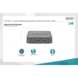 Digitus Dual M.2 NVMe SSD Docking Station with Offline Clone Function USB-C Black