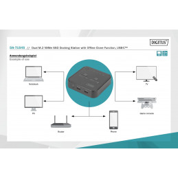 Digitus Dual M.2 NVMe SSD Docking Station with Offline Clone Function USB-C Black
