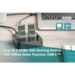 Digitus Dual M.2 NVMe SSD Docking Station with Offline Clone Function USB-C Black
