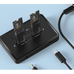 Gembird DD2-U3M2 Desktop dual drive USB Type-C M.2 NVME (and SATA) SSD docking station Black