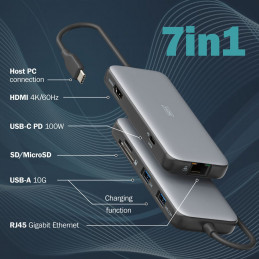 Digitus 7in1 USB-C Docking Station Black