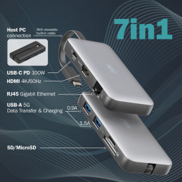Digitus 7in1 USB-C Travel Docking Station Silver