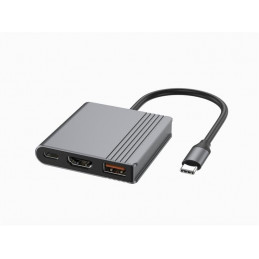 Gembird A-CM-COMBO3-05 USB Type-C 3-in-1 Multi-Port Adapter Space Grey