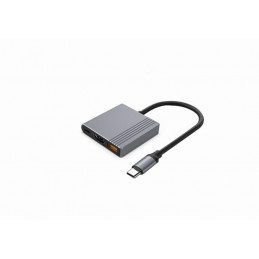 Gembird A-CM-COMBO3-05 USB Type-C 3-in-1 Multi-Port Adapter Space Grey