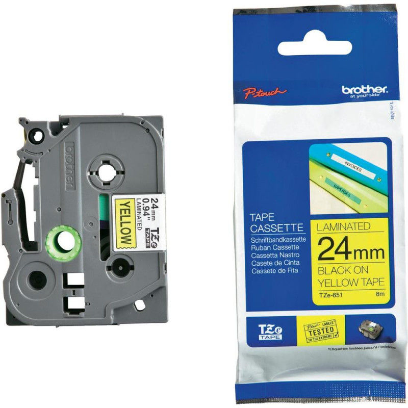 Brother TZE-651 sárga alapon fekete eredeti feliratozó szalag (24mm x 8m)