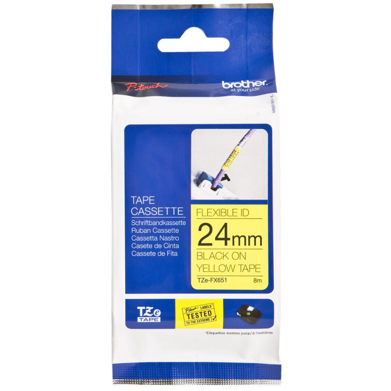Brother TZe-FX651 sárga alapon fekete eredeti feliratozó szalag (24mm x 8m)