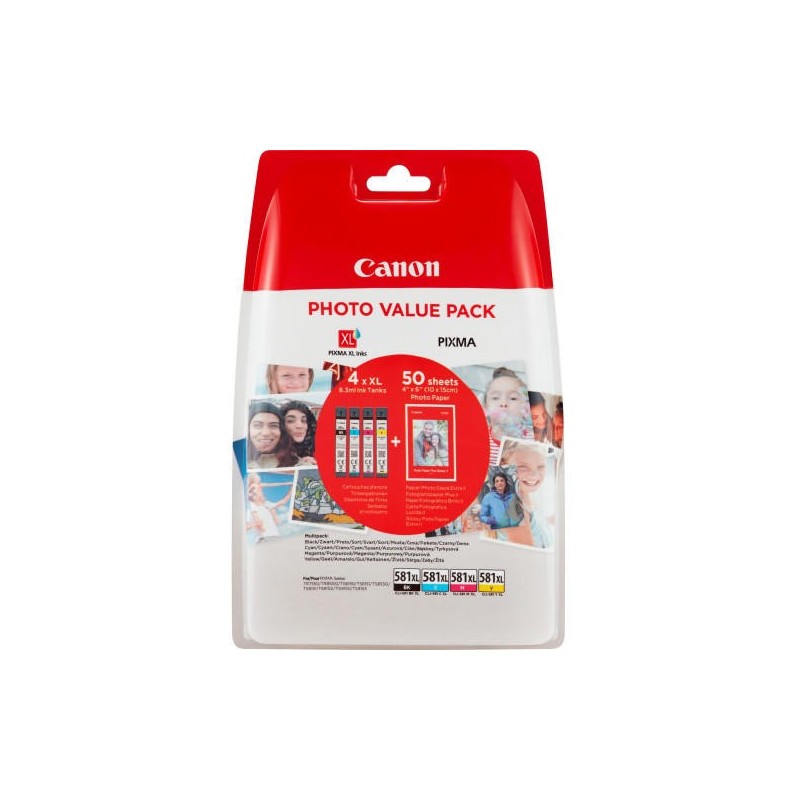 Canon CLI-581XL színes eredeti tintapatron multipack + fotópapír