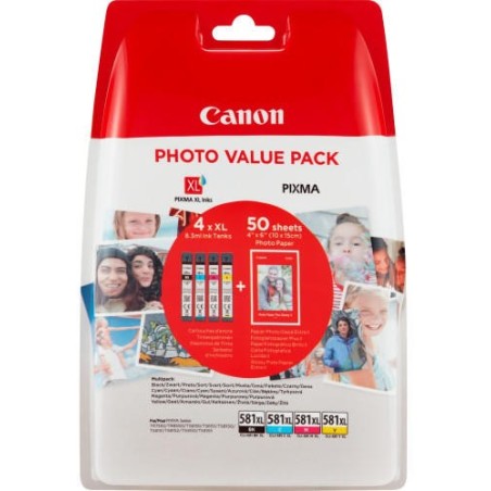 Canon CLI-581XL színes eredeti tintapatron multipack + fotópapír