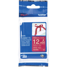 Brother TZE-RW34 arany alapon piros eredeti feliratozó szalag (12mm x 4m)