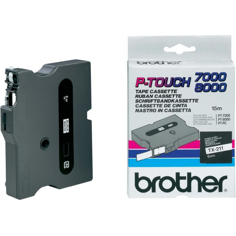 Brother TX-211 fehér alapon fekete eredeti feliratozó szalag