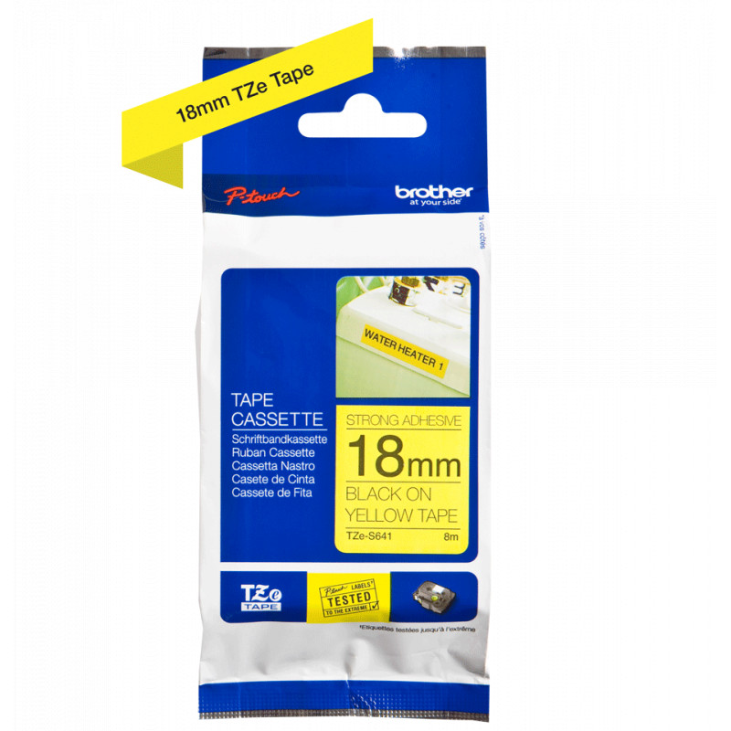 Brother TZE-S641 sárga alapon fekete eredeti feliratozó szalag (18mm x 8m)