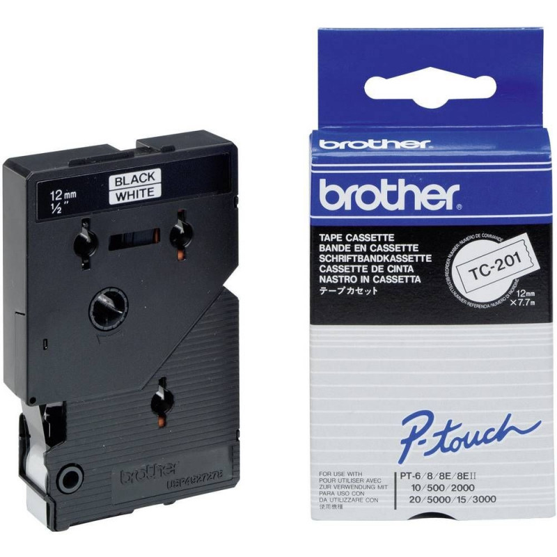 Brother TC-201 fehér alapon fekete eredeti feliratozó szalag